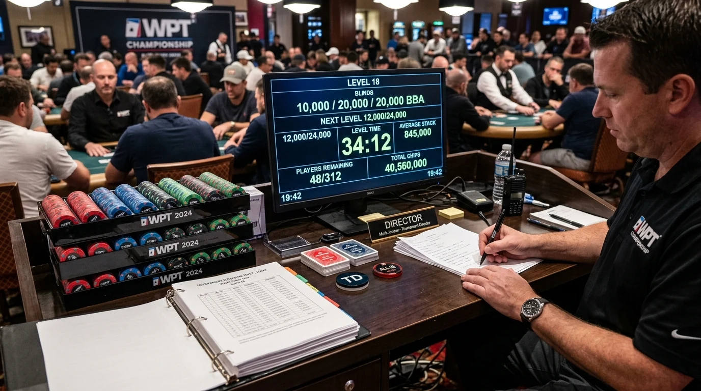 Live Poker Tournament Director Desk and Clock